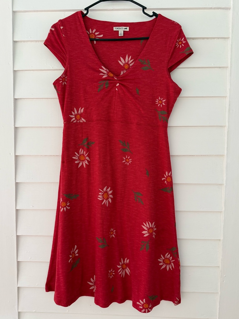 Toad&Co | Rosemarie Dress Small Pink Floral Twist Front Midi Dress